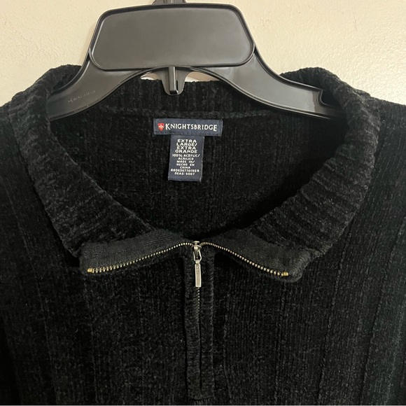 Men’s Knightsbridge 100% Acrylic Ribbed Quarter Zip Sweater Size XL Black - Picture 3 of 9